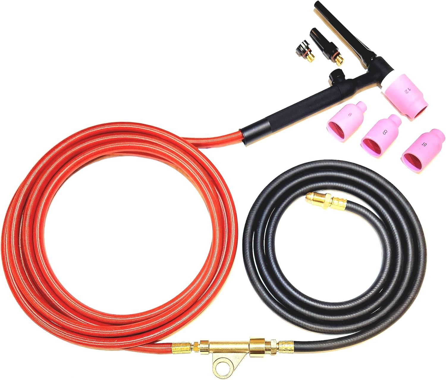 Generic TIG Welding Torch Air Cooled WP-17FV Kit, Flex Valve,150A, 12.5' Super-Flex Power Cable, Jumbo (3.2) ⅛ Gas Lens, Ceramic Cups (3.2) ⅛ Collet, Insulator, Back Caps, 1/8 Tungsten