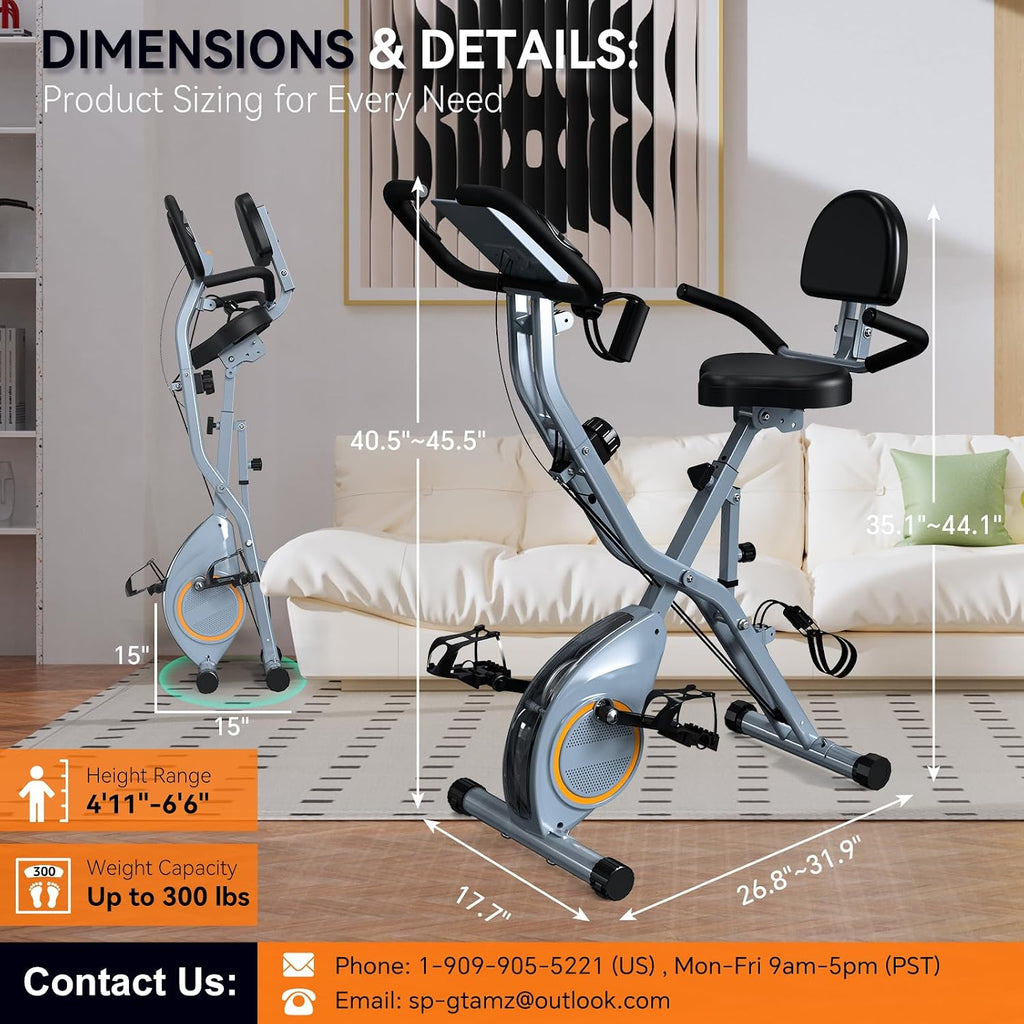 Indoor Exercise Bike Stationary Bikes for Home with 16-Level Magnetic Resistance, Lightweight Foldable Cycling Bike with 70% Pre-Assembled, 260 LBS Capacity, Flywheel of 5.5 LBS for Quiet Home Workout