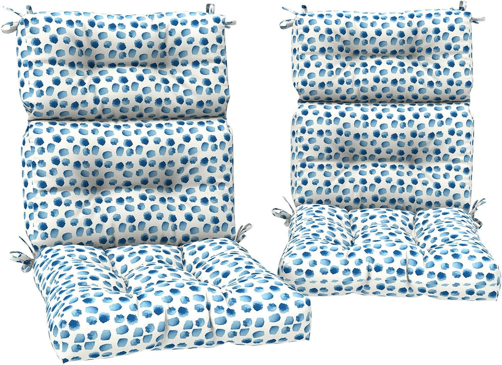 DYTXIII Outdoor High Back Chair Cushions Set of 2, Water Repellent Tufted Rocking Seat Cushions Replacement 44 x 22 Inch, Seat & Back Chair Pads for Patio, Balcony and Indoor Use -Brush Blue