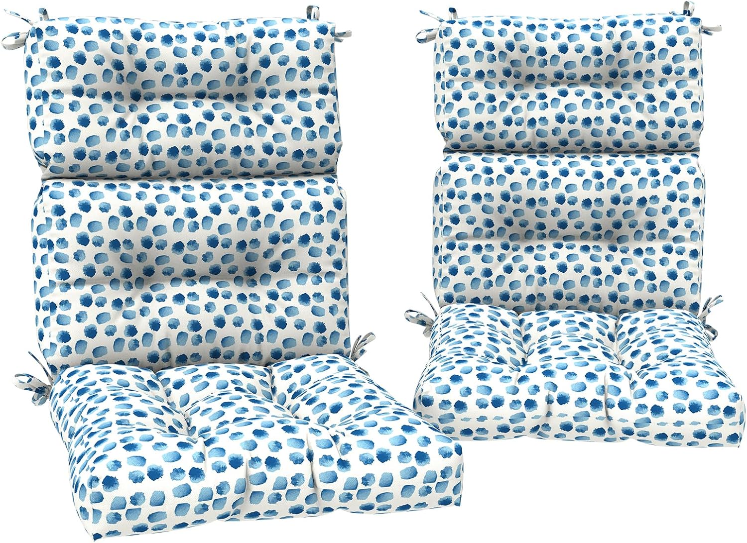 DYTXIII Outdoor High Back Chair Cushions Set of 2, Water Repellent Tufted Rocking Seat Cushions Replacement 44 x 22 Inch, Seat & Back Chair Pads for Patio, Balcony and Indoor Use -Brush Blue