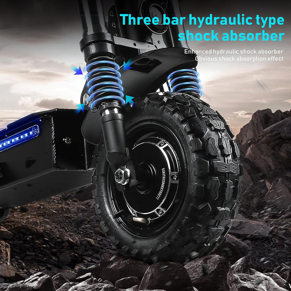 60V 38AH/27AH Electric Scooter Adult,6000W Dual Motors Max Speed 50MPH, Range 45-60 Miles Foldable Electric Scooter with Seat, Dual Suspension All Terrain E-Scooter