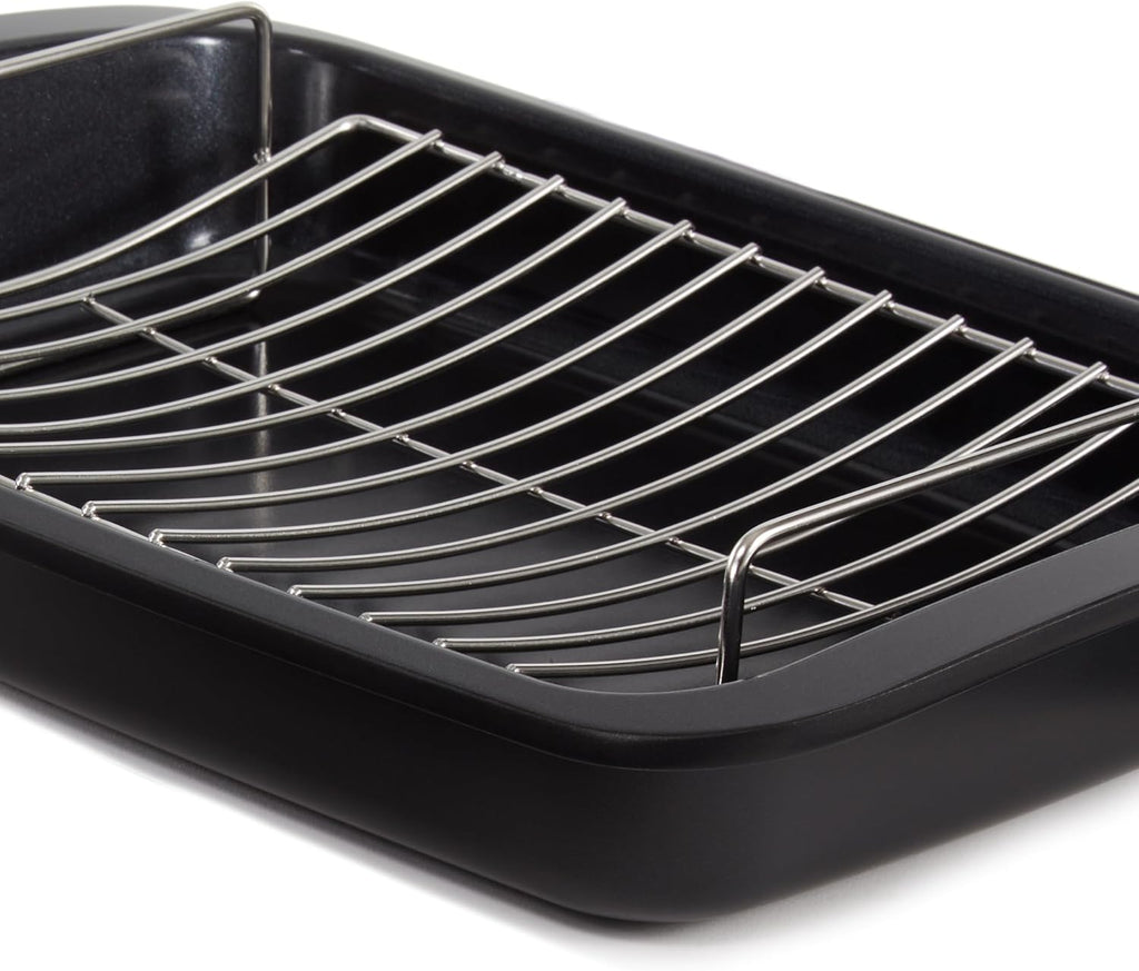 BergHOFF Graphite 3Pc Non-stick Specialty Cookware Set, Recycled Cast Aluminum Pan, Stainless Steel Rack, CeraGreen Non-toxic Ceramic Coating, Grill BBQ Steak Veggies