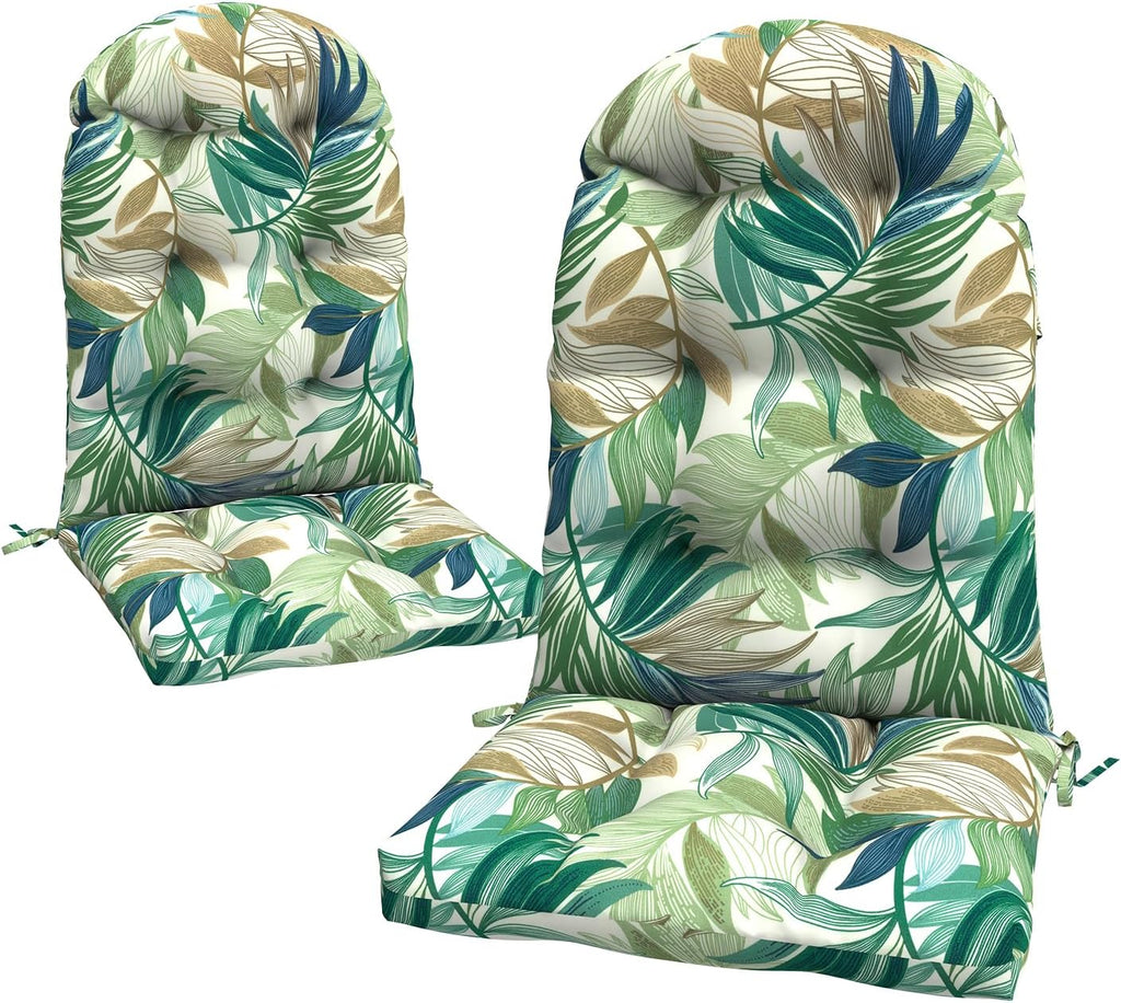 LVTXIII 2 Pack Outdoor Adirondack Chair Cushions, 44x19x4 Inch Water Repellent Patio Cushions for Rocking Chairs, Thick Tufted High Back Seat Cushion Set, Lush Leaf Green