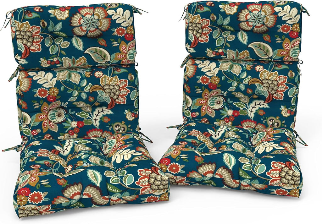 Outdoor High Back Patio Chair Cushions, Tufted Rocking Chair Cushions, Adirondack Cushions for Garden Porch Home Office Chairs Use, 44' x 22' x 4', 2 Pack,Peacock Blue