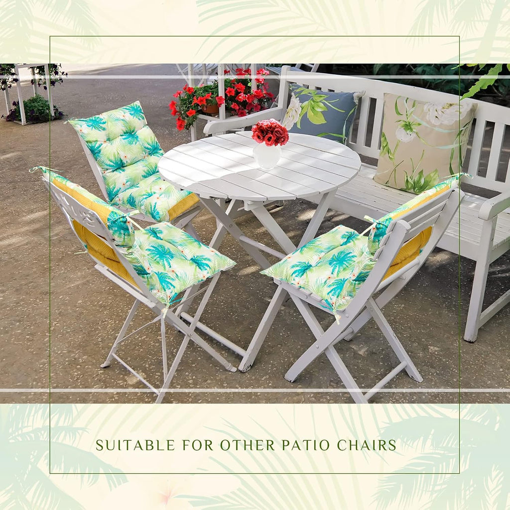 Hoteam 6 Set Patio Chair Cushions Outdoor 20 x 40 Inch High Chair Patio Cushion for Outdoor Furniture Waterproof Seat Rocking Indoor Thickened Pad(Palm Style,Fresh Color)