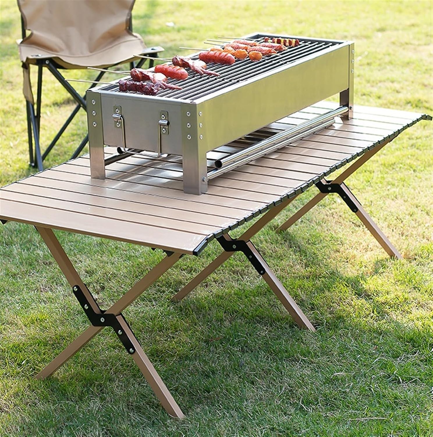 Portable Charcoal Grill Outdoor Indoor Barbecue Charcoal Grill Household Portable Foldable Grills for Camping BBQ Grill for Outdoor(95 * 30 * 80cm)