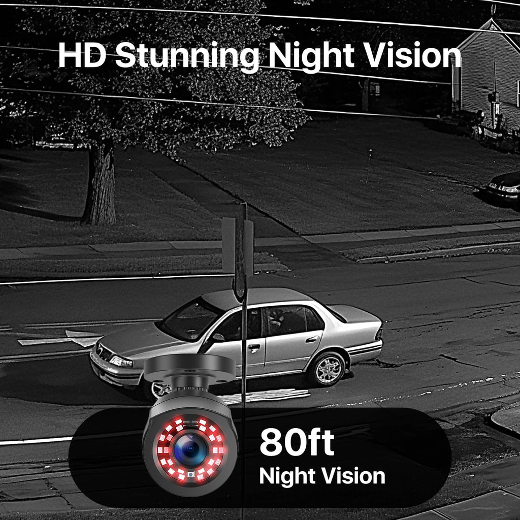 ZOSI 3K Lite Wired Security Camera System Outdoor,8pcs 1920TVL 1080P Surveillance Cameras,80ft Night Vision,8 Channel H.265+ 5MP Lite CCTV DVR with 1TB HDD for 24/7 Recording