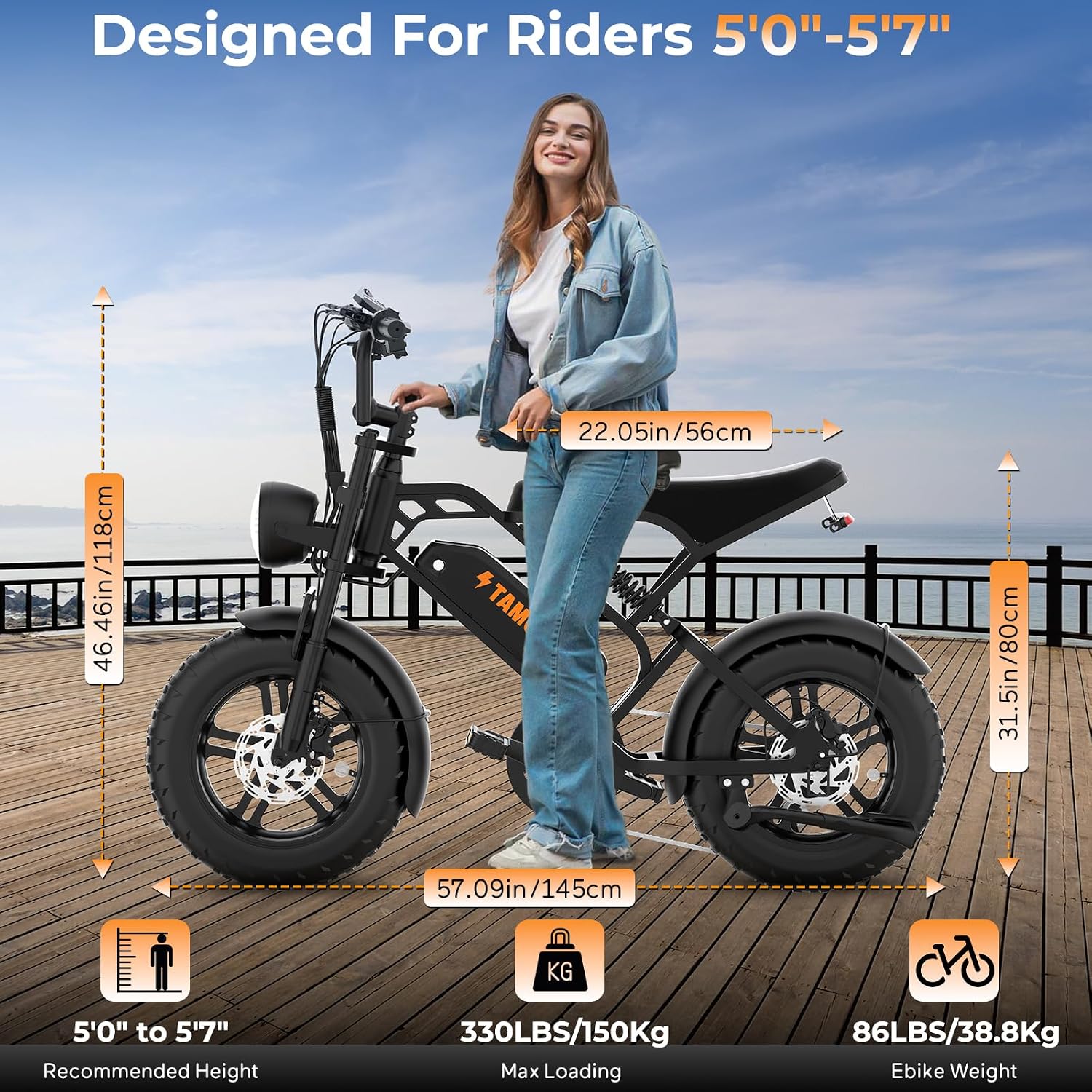 Tamobyke T16 Electric Bike for Teens & Childs, 1000W Motor 48V15.6Ah Removable Battery, 30MPH Off-Road Electric Bicycle,16'Fat Tire Ebike for Kids, 7-Speed,Dual Hydraulic Brakes, Fits Riders 5'0'-5'7'