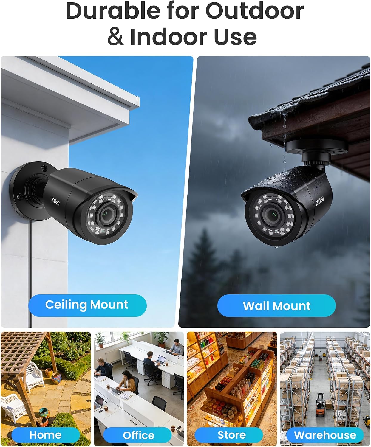 ZOSI 16CH Security Camera System with 2TB HDD, AI Human/Vehicle Detection, 16PCS 1080P Outdoor Indoor Surveillance Cameras, Night Vision, H.265+ 16Channel 2MP DVR for 24/7 Recording, Remote Access