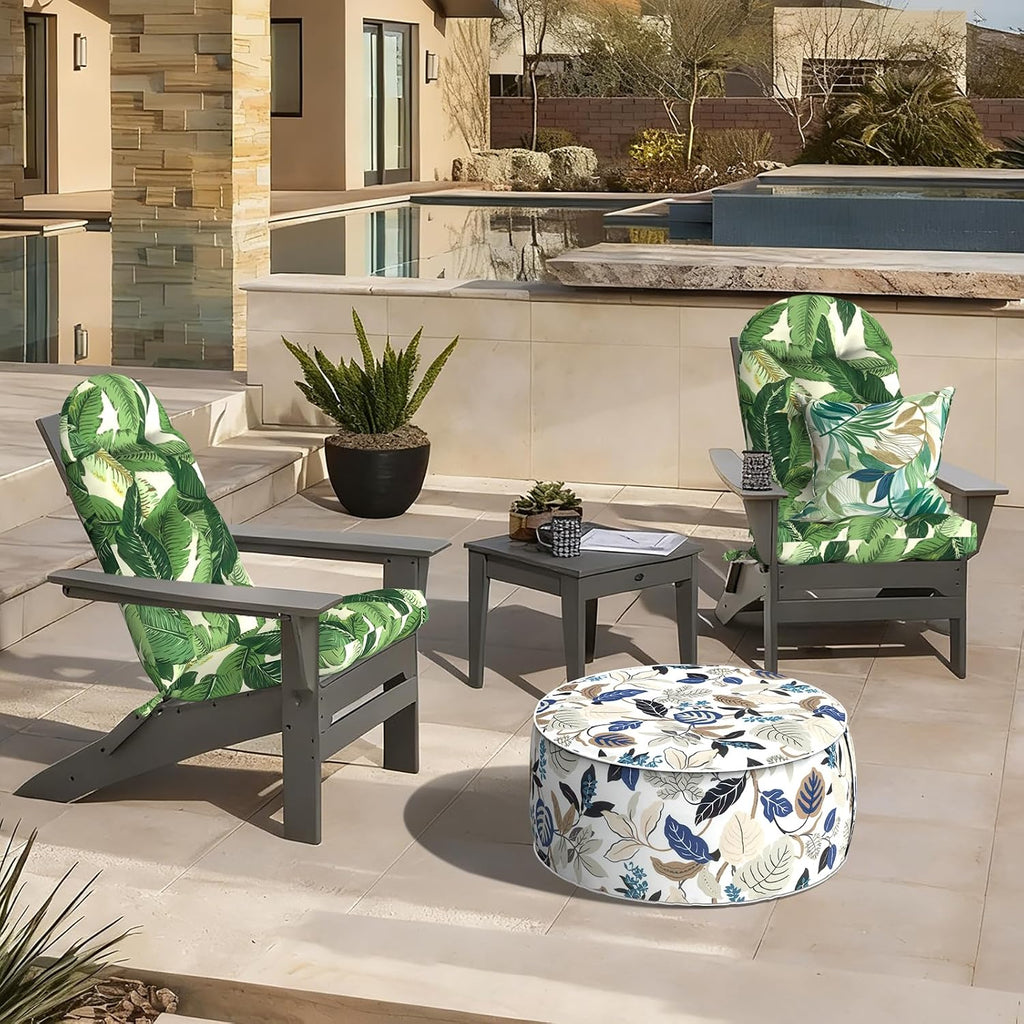 LVTXIII Outdoor Adirondack Chair Cushions, 44x19x4 Inch Non-Slip High Back Rocking Chair Cushion, Tufted Seat Cushion for Patio Furniture, Set of 2, Swaying Palms Green