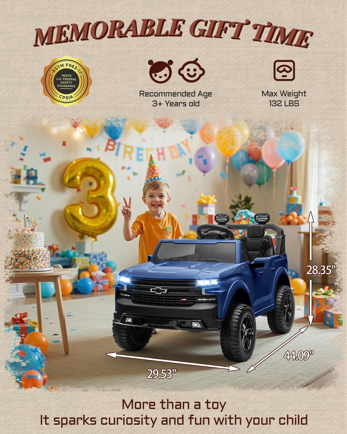 First Ride On 24V 2 Seater Ride on Toys Licensed Chevrolet Silverado, Electric Vehicle with Remote Control and Seat Belts, Electric Ride On Truck wtih Trunk, Bluetooth and LED Lights (Blue)