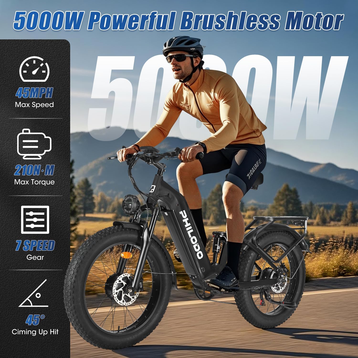 Falcon 60V 32Ah Off-Road Electric Bike Dual Motor Hunting Ebike, Fat Tire Full Suspension Dirt Bike for Adults, Long Range Snow/Sand Electric Bicycle