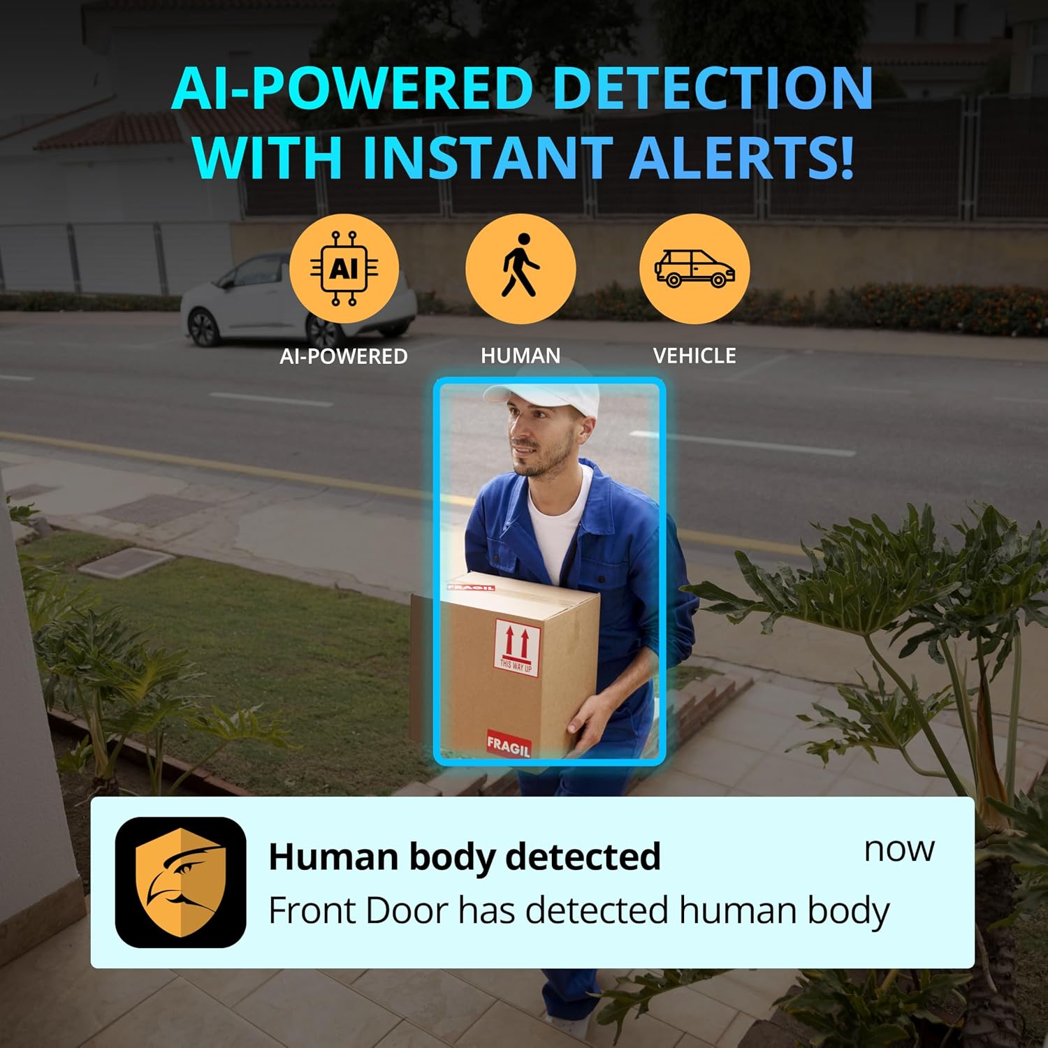 Defender AI Powered 4K Guard Pro 8MP WiFi 6, Plug-in Power Wireless Security Camera Outdoor, with Smart AI Human Detection, Bluetooth, Two-Way Talk, Works w/Guard App, 2 Pack