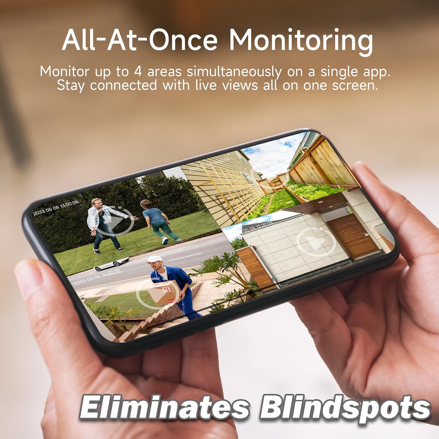 4pc 2.4G/5G WiFi Cameras for Home Security with Double Solar Panels, 2K Solar Security Cameras Wireless Outdoor, Color Night Vision , 2-Way Talk, Spotlight, Siren,IP66, Cloud/SD, AI Detection, W/Alexa