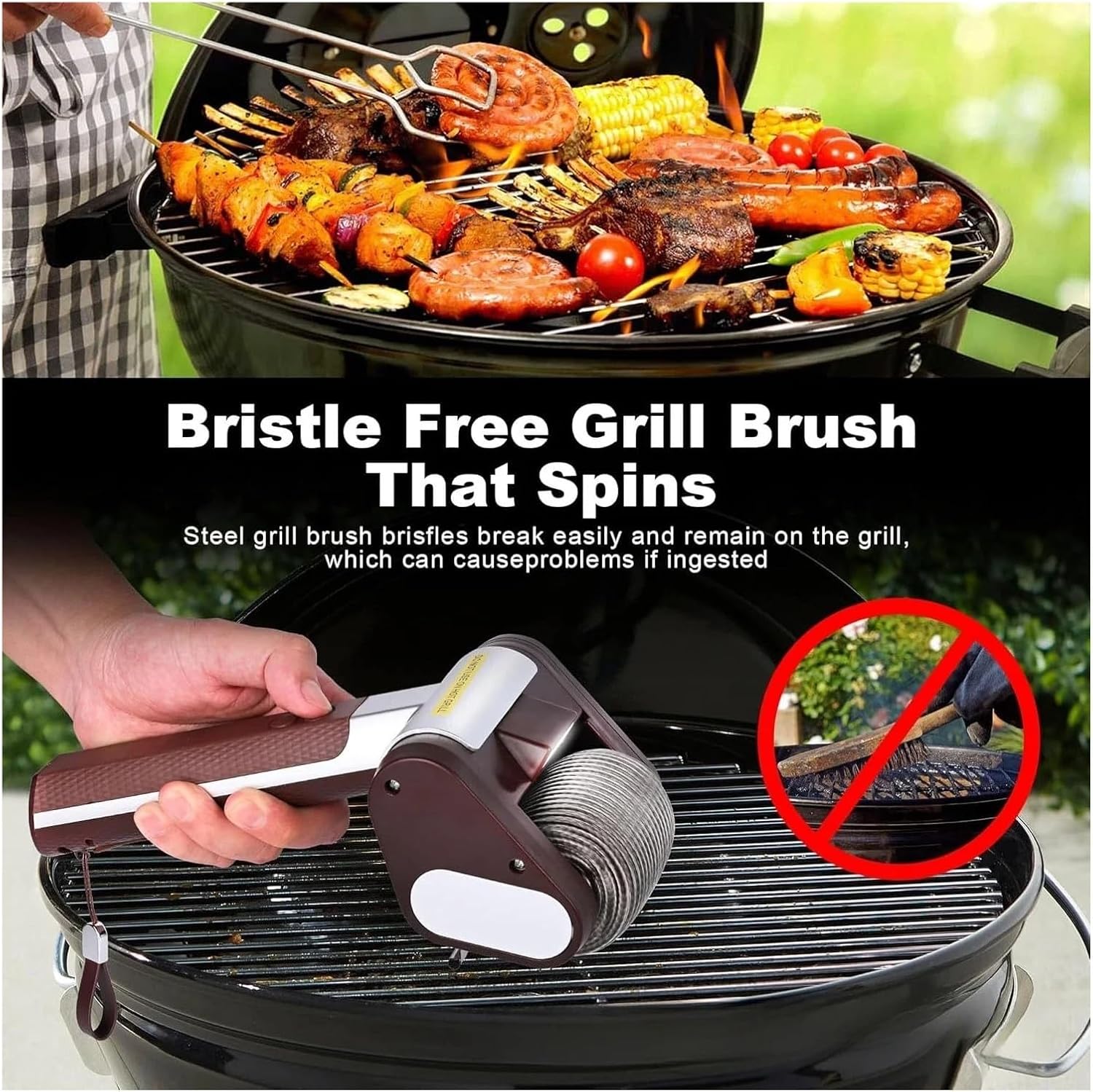 Fit for Electric Grill Brush - Cordless BBQ Cleaner with Light for Effortless Grilling Maintenance(F)