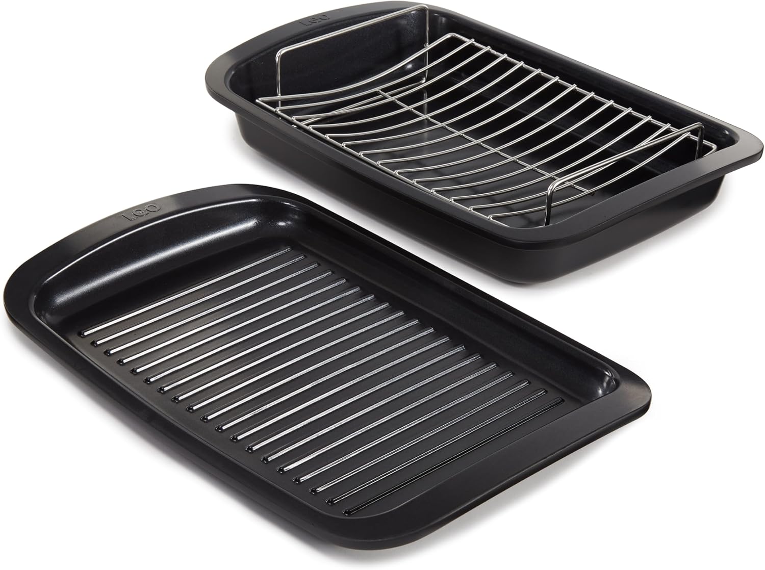 BergHOFF Graphite 3Pc Non-stick Specialty Cookware Set, Recycled Cast Aluminum Pan, Stainless Steel Rack, CeraGreen Non-toxic Ceramic Coating, Grill BBQ Steak Veggies