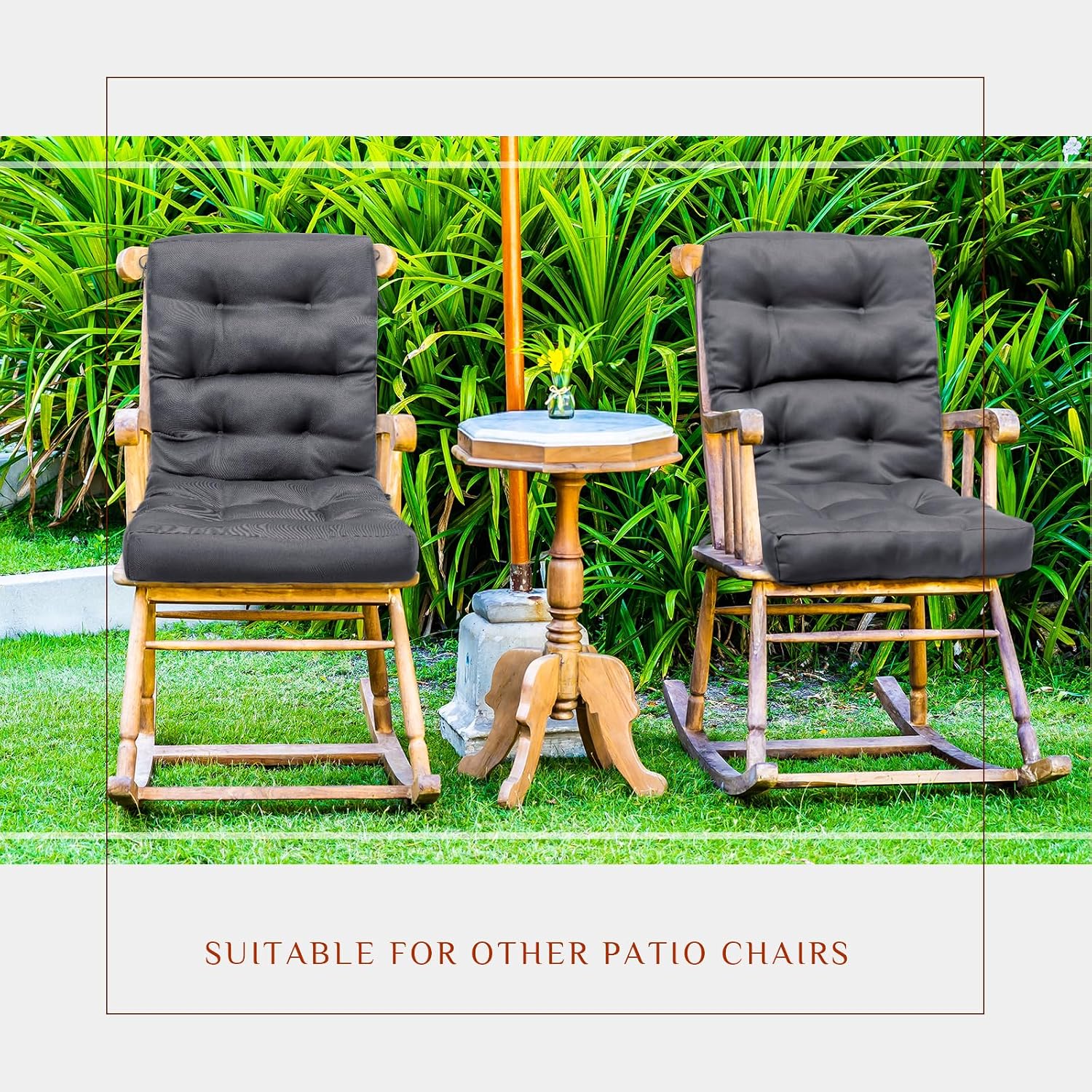 Hoteam 6 Set Patio Chair Cushions Outdoor 20 x 40 Inch High Chair Patio Cushion for Outdoor Furniture Waterproof Seat Rocking Indoor Thickened Pad(Solid Color Style,Gray)