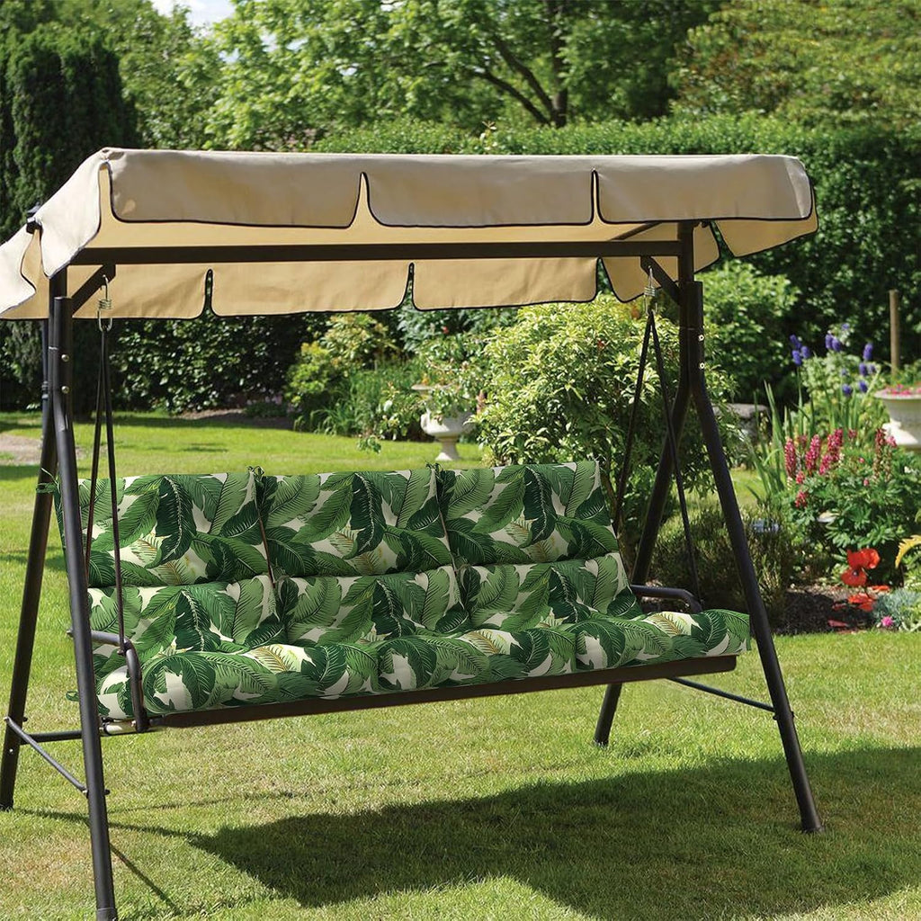 Outdoor High Back Patio Chair Cushions, Tufted Rocking Chair Cushions, Adirondack Cushions for Garden Porch Home Office Chairs Use, 44' x 22' x 4', 2 Pack, Swaying Palms Green