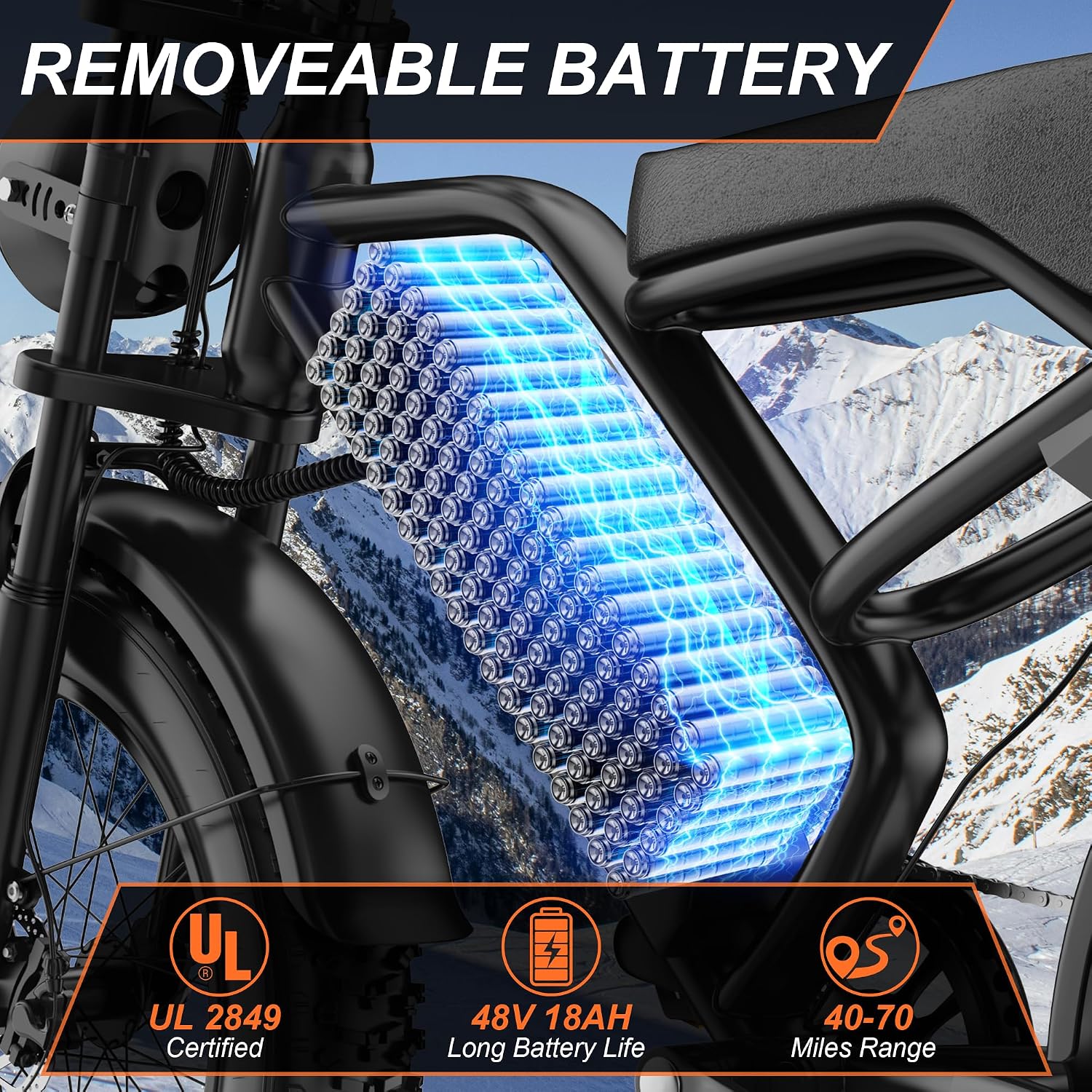 Electric Bike for Adults 20' Fat Tire Electric Dirt Bike with 48V 18Ah Battery 50-70 Miles Electric Motorcycle Ebikes, 1000 Peak Motor 31MPH Top Speed E-Bikes, APP, 2 Seater, Full Suspension