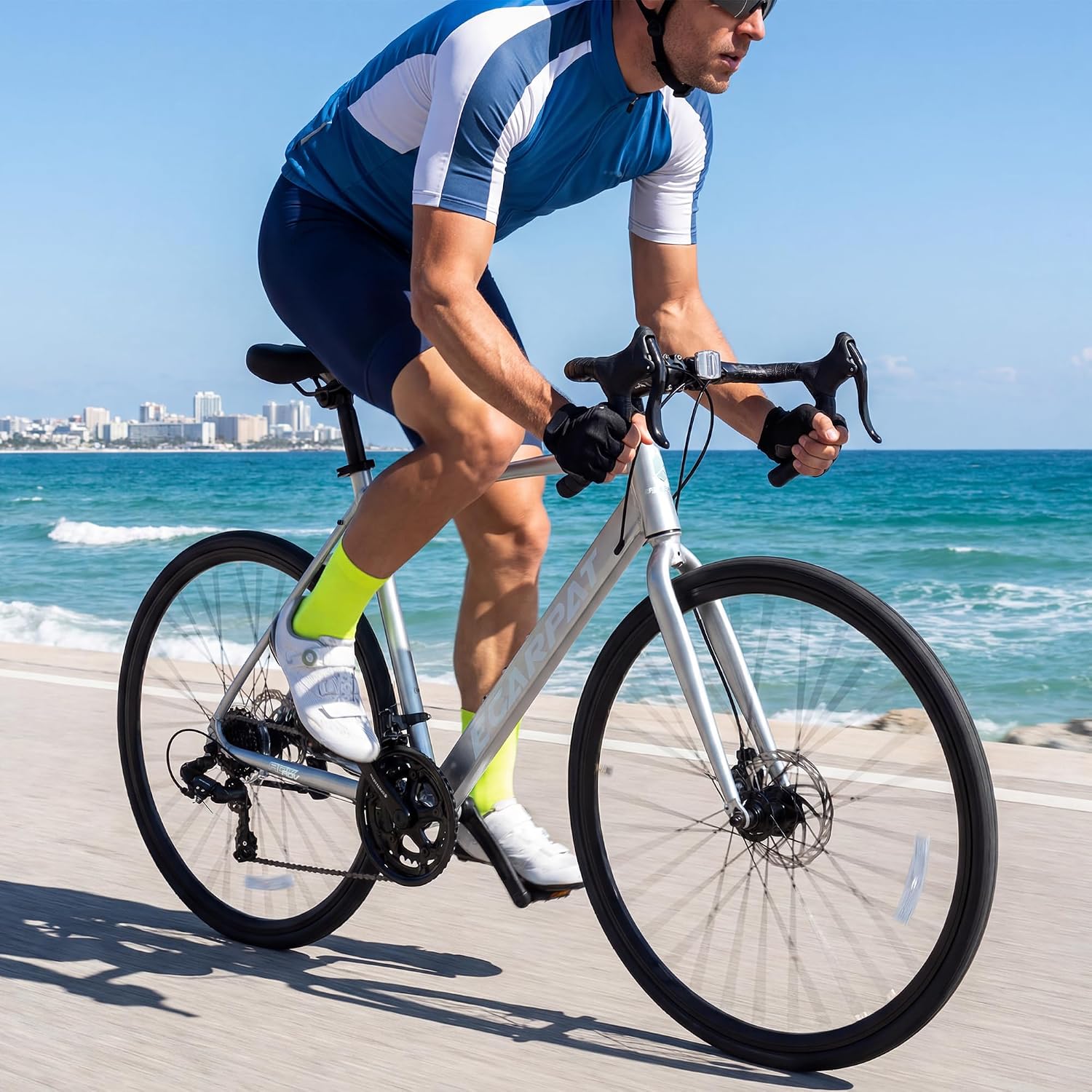 Road Bike, 700C Wheel City Commuter Bicycle, 16 Speed Drop Bar, Fast Acceleration, Racing Bike with Disc Brakes, with Light Weight Aluminum Alloy Frame, Sport Bike, Urban Adult Bicycle
