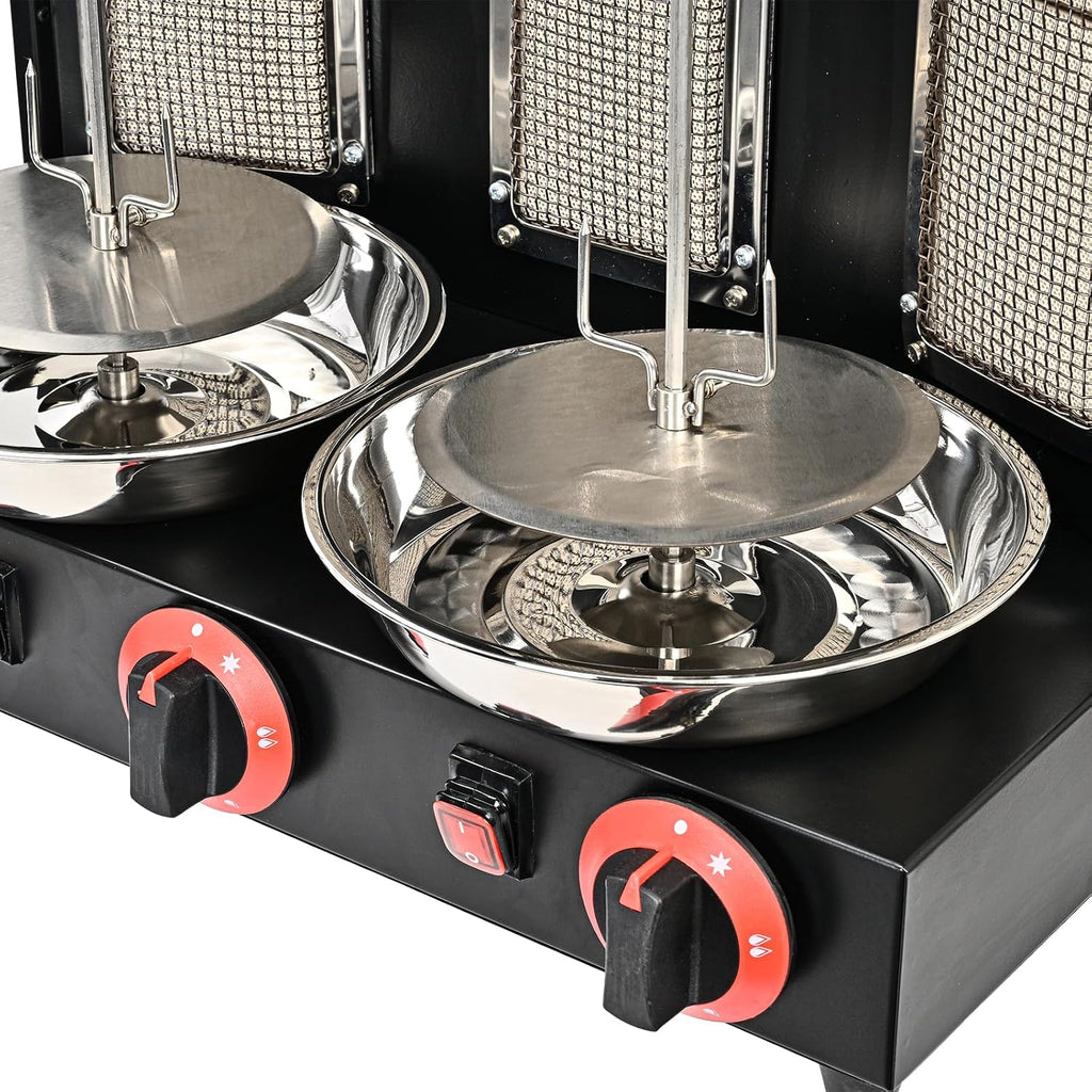 Vertical Doner Kebab Grill Machine,360 Degrees Rotating Rotisserie Oven,Gas Grill, for Commercial and Home Kitchen (Black)