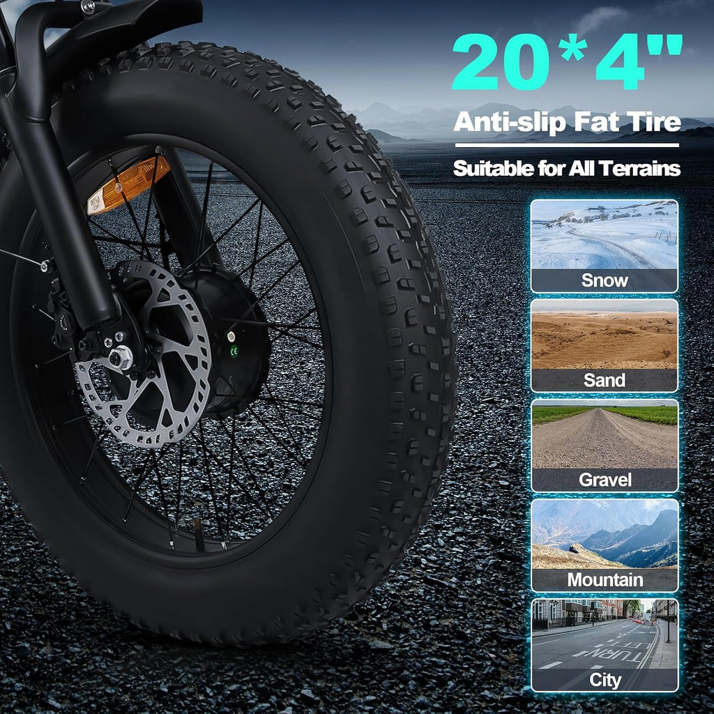 SMARTRAVEL Ebike with 1200W Brushless Motor,Removable 48V 20Ah Battery,UP to 32MPH,Electric Mountain Bike with 20' Fat Tire with Front/Rear Turn Signals for Men Women,Travel Bag