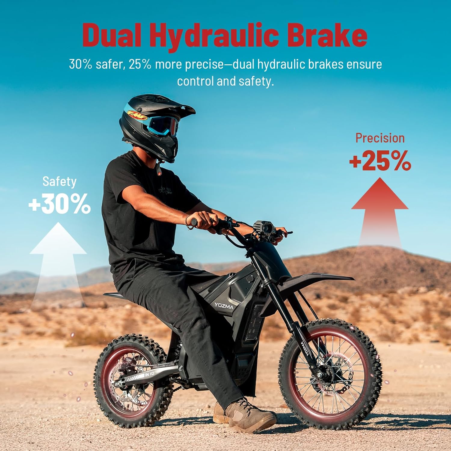 Yozma IN10 Electric Dirt Bike, 2600W 40MPH Electric-Motorcycle with 48V/23AH Battery Ebike, Full Hydraulic Brakes and Suspensions Mountain Off-Road E Dirt Bike, for Teens & Adults (Black)