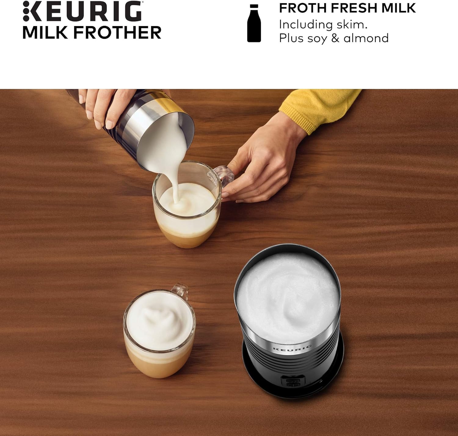 Keurig K-Supreme Plus SMART Single Serve Coffee Maker Milk Frother for Hot and Cold Milk Foam