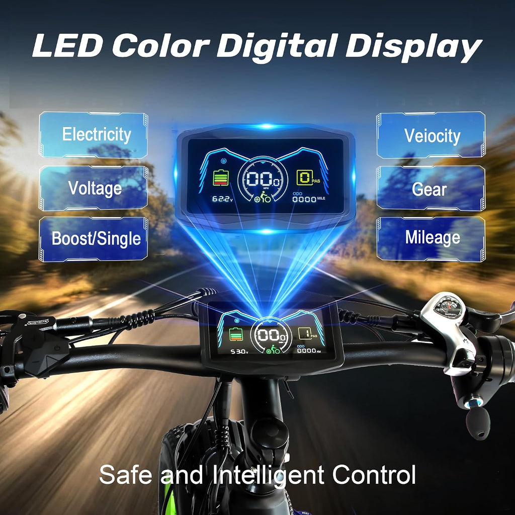 Dual Motor Electric Bike for Adults,6000W Peak,45MPH,60V&52V/25Ah Battery,26''&24'' Fat Tire,Up to 110 Miles Range,SHM 7-Speed Gear Ebike