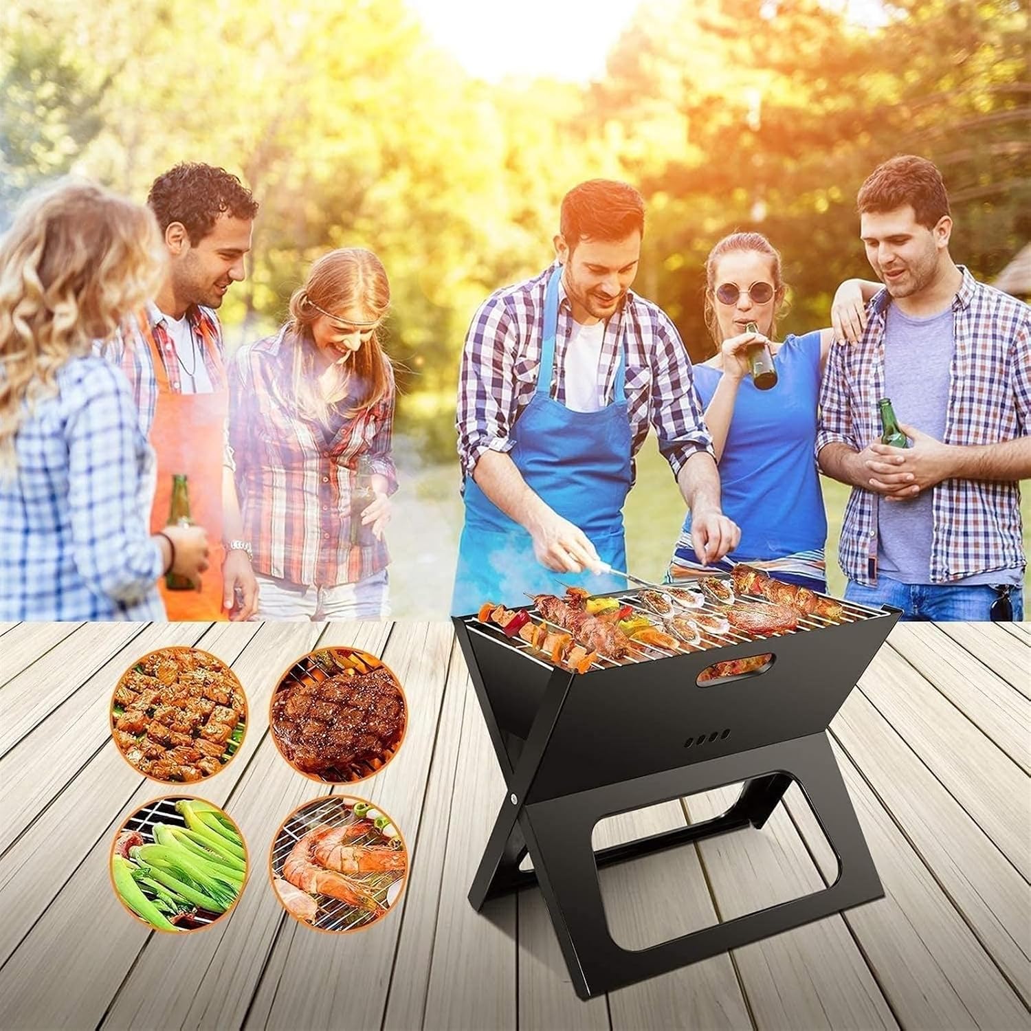 Portable Charcoal Grill Folding Barbecue Portable Charcoal Grill Tools Ultralight Foldable Grill Suitable for Camping BBQ Grill for Outdoor