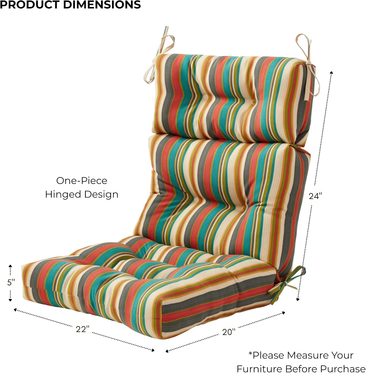 Greendale Home Fashions Outdoor 44x22-inch High Back Chair Cushions (Set of 2), Adobe Stripe
