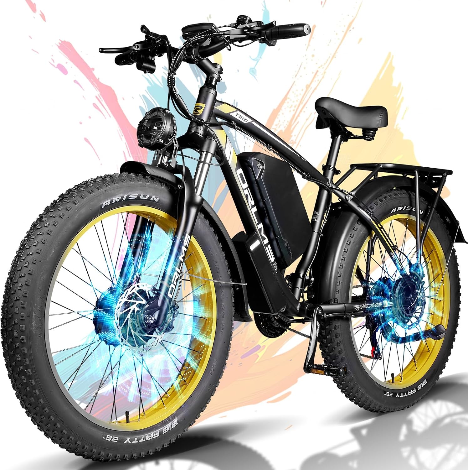 Dual Motor Electric Bike for Adults,6000W Peak,45MPH,60V&52V/25Ah Battery,26''&24'' Fat Tire,Up to 110 Miles Range,SHM 7-Speed Gear Ebike