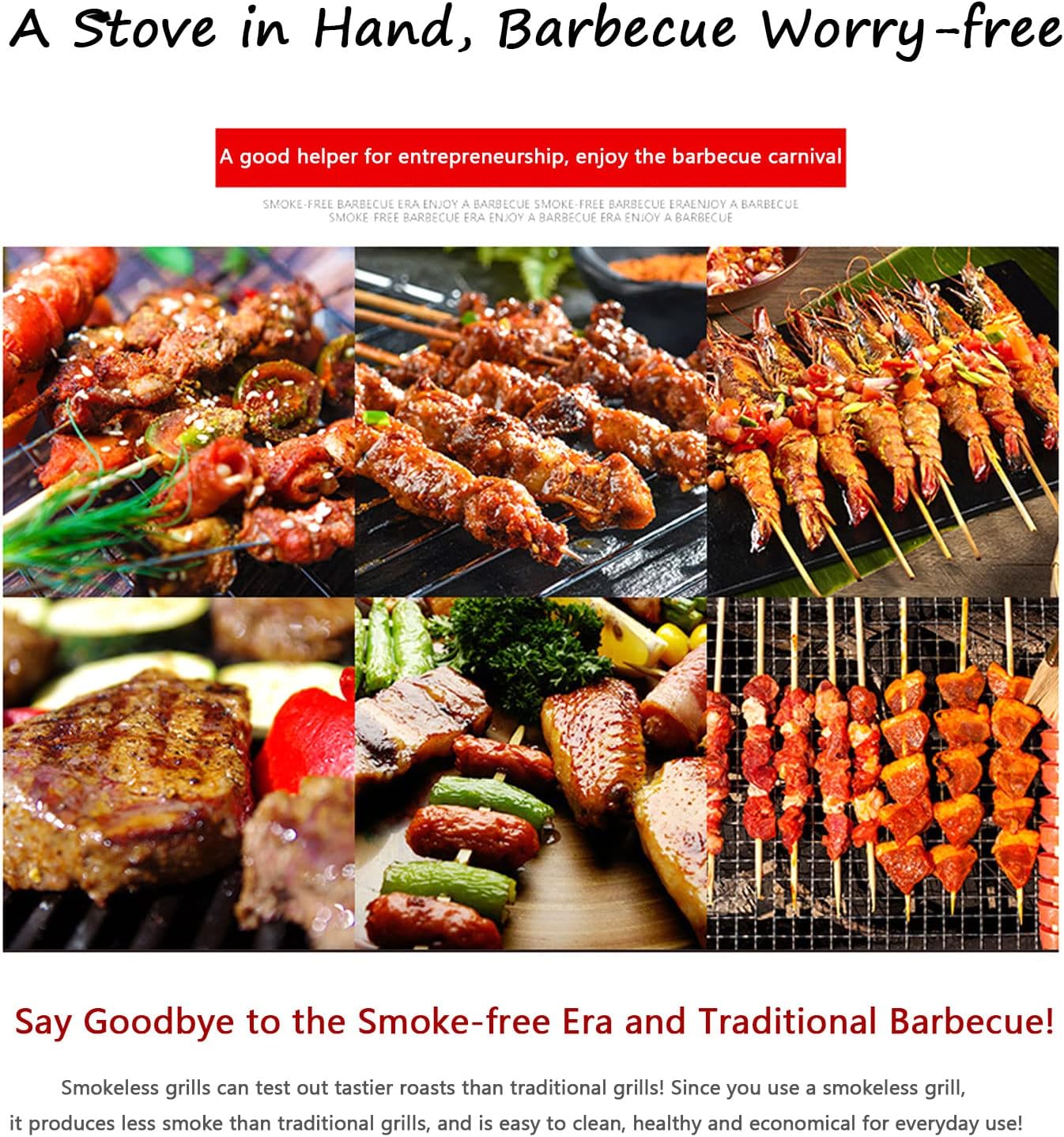 Electric Smokeless BBQ Barbecue Grill, Indoor Cooking Grill,with Water Filled Drip Tray & Temperature Control,for Home (D282)