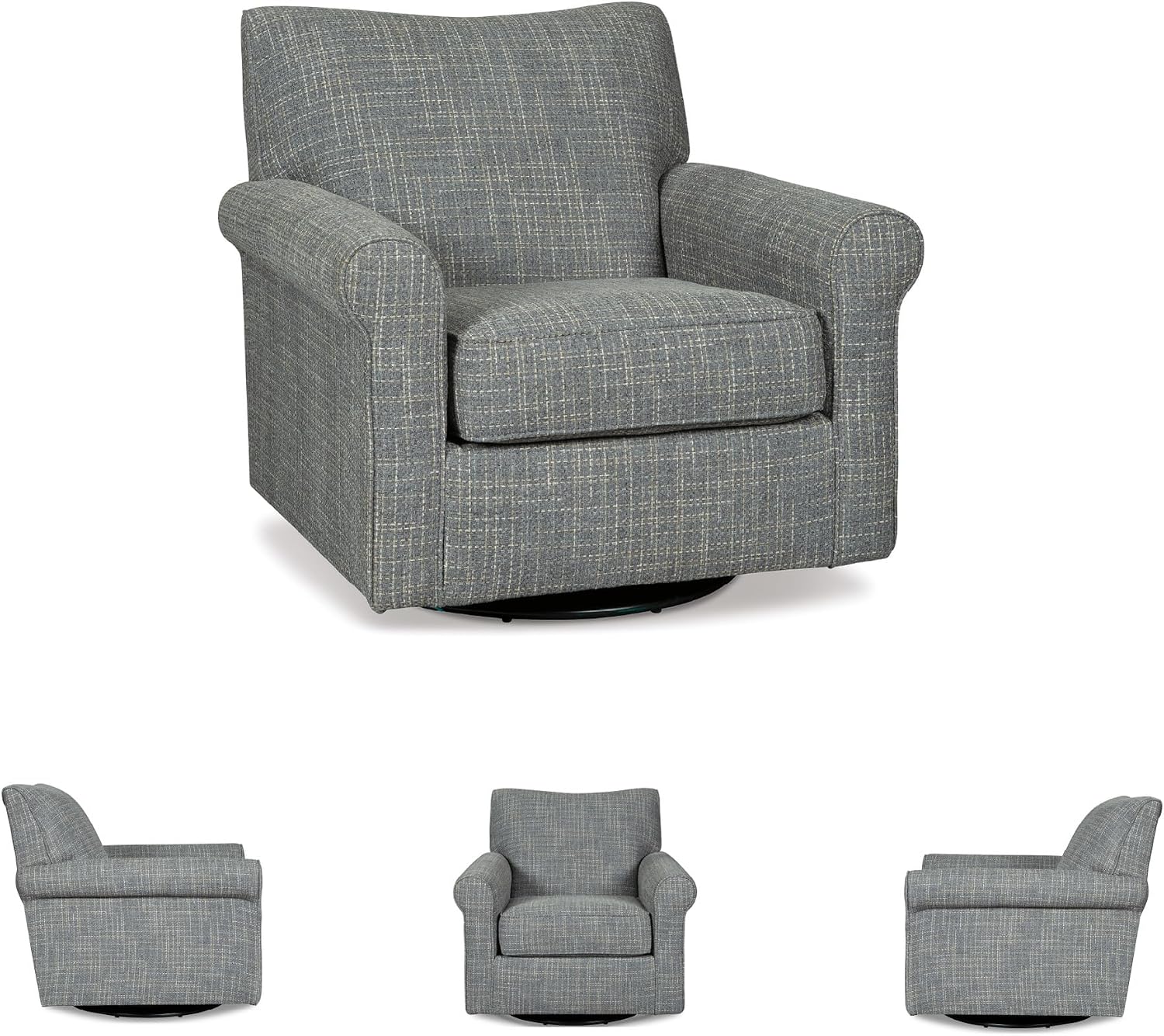 Signature Design by Ashley Renley 360-Degree Swivel Glider Nursery Accent Chair, Gray