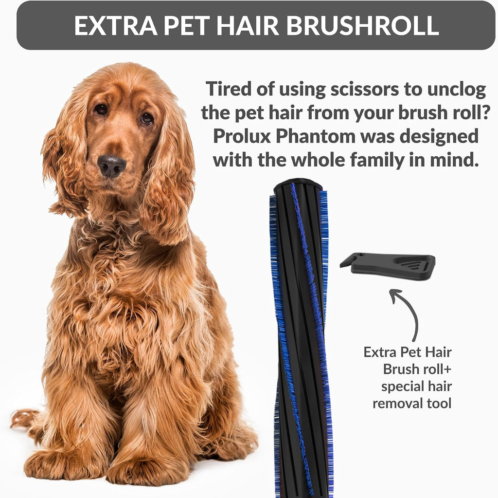 Prolux Phantom Canister PET Vacuum Cleaner, Wessel Werk EBK250 Power Nozzle, Quick Clean, Lightweight, HEPA Filter, Adjustable Suction, Cleans All Surfaces