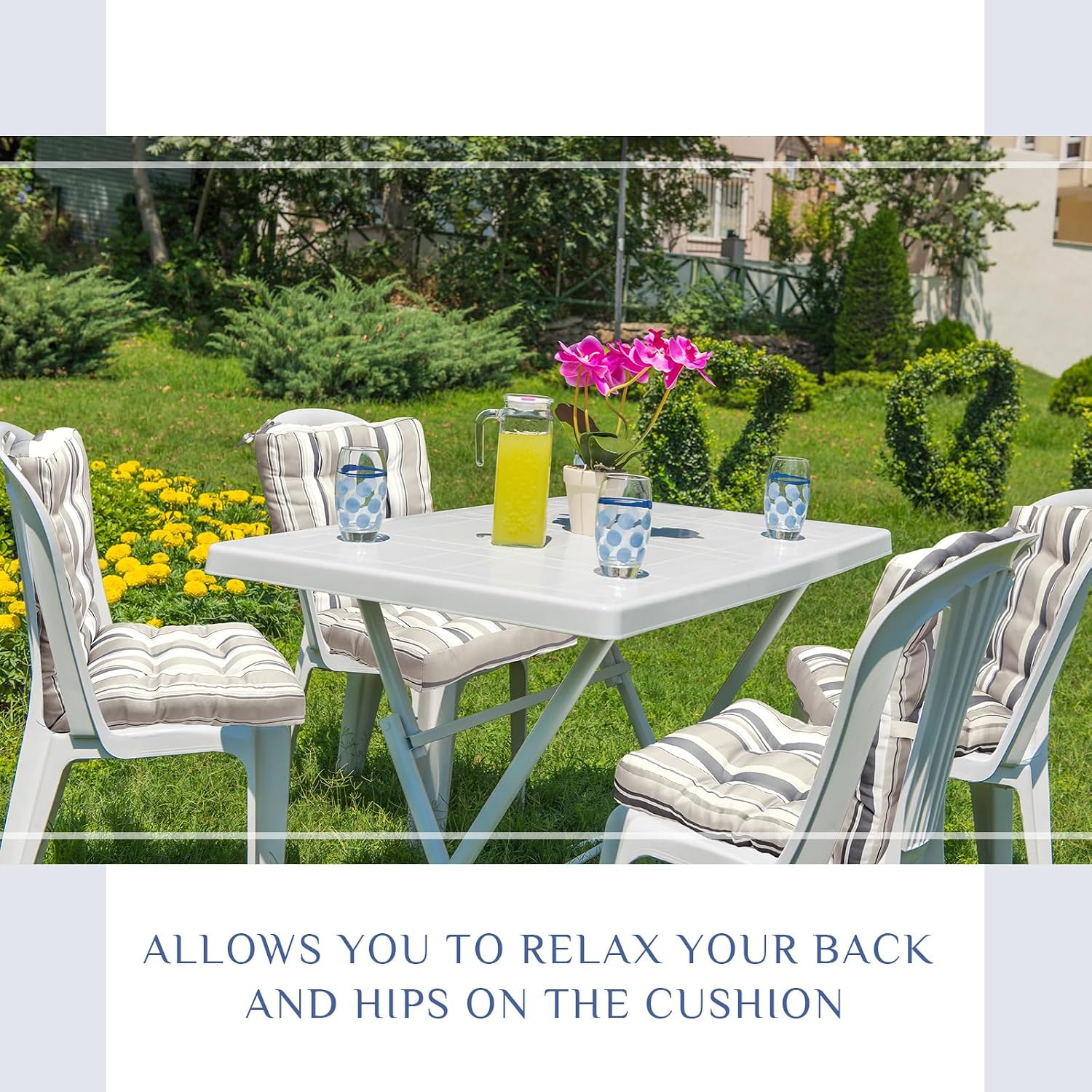 Hoteam 6 Set Patio Chair Cushions Outdoor 20 x 40 Inch High Chair Patio Cushion for Outdoor Furniture Waterproof Seat Rocking Indoor Thickened Pad(Striped Style,Beige)