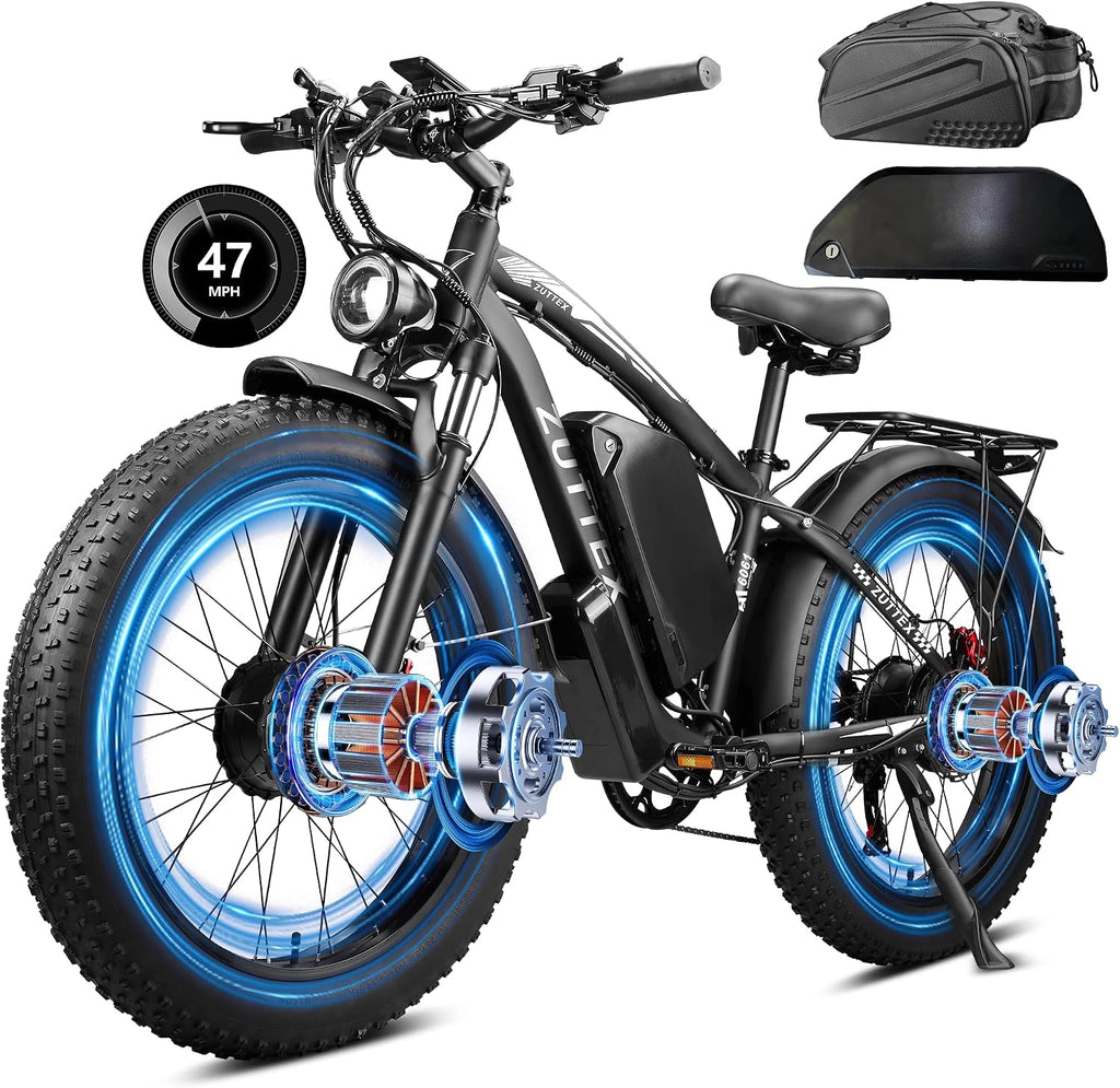 Peak 8000W Dual Motor Ebike, 47MPH Electric Bike for Adults with Hydraulic Disc Brake, 58V 36AH Detachable Battery, Up to 105Miles, 24Inch Fat Tire Electric Bicycle for Snow Off-Road Commuter Mountain