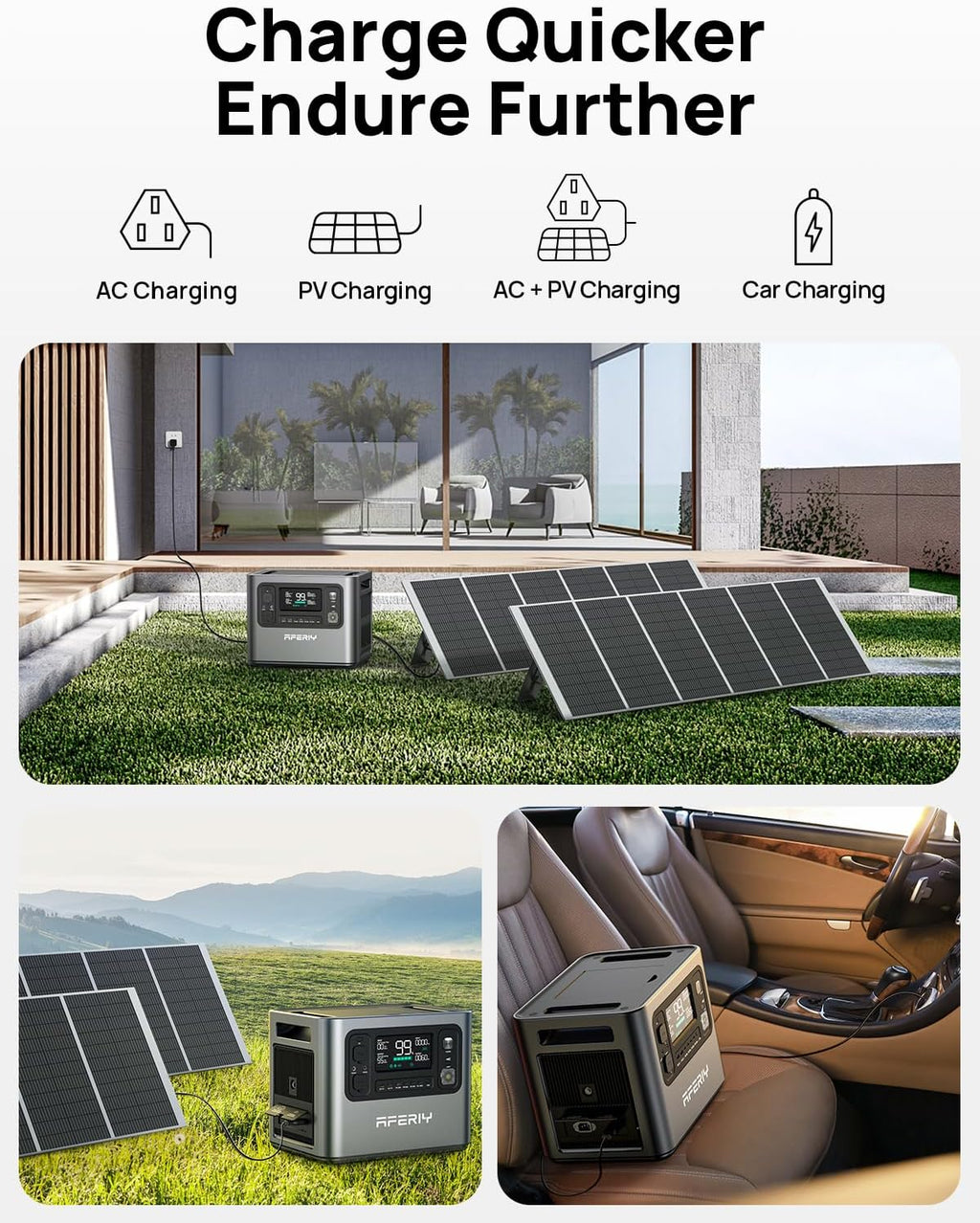 AFERIY P210 Portable Power Station & DC600 Charger (Ships Separately),2048Wh LFP Backup, 580W DC-DC Alternator Charger for Solar Generator, 4Hr Full Charge via Car, Ideal for Car Camping,RV Travel