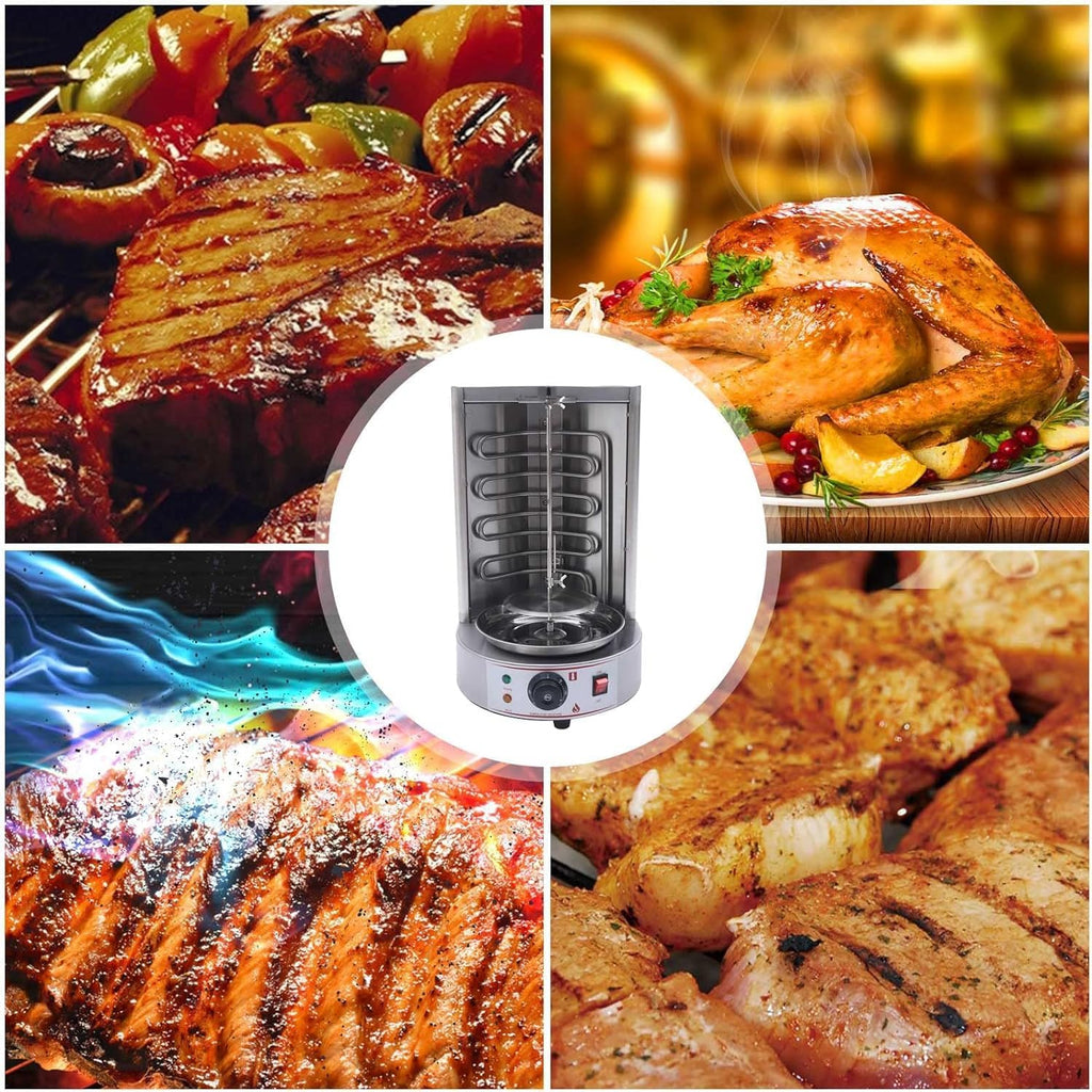 Electric Shawarma Machine Commercial Vertical Rotisserie Rotating Barbecue Oven Shawarma Grill Machine, 110V Electric Automatic Stainless SteelRotating Machine with Temperature Adjustable 50-300℃