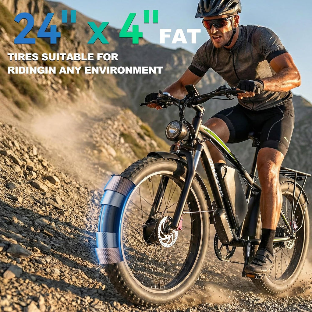 Dual Motor Ebike Peak 9000W 58V Max-Output Electric Bike for Adults 24 Inch Fat Tire 36AH Battery 47MPH 105 Miles Range Hydraulic Brakes Bike for Commuting Travel