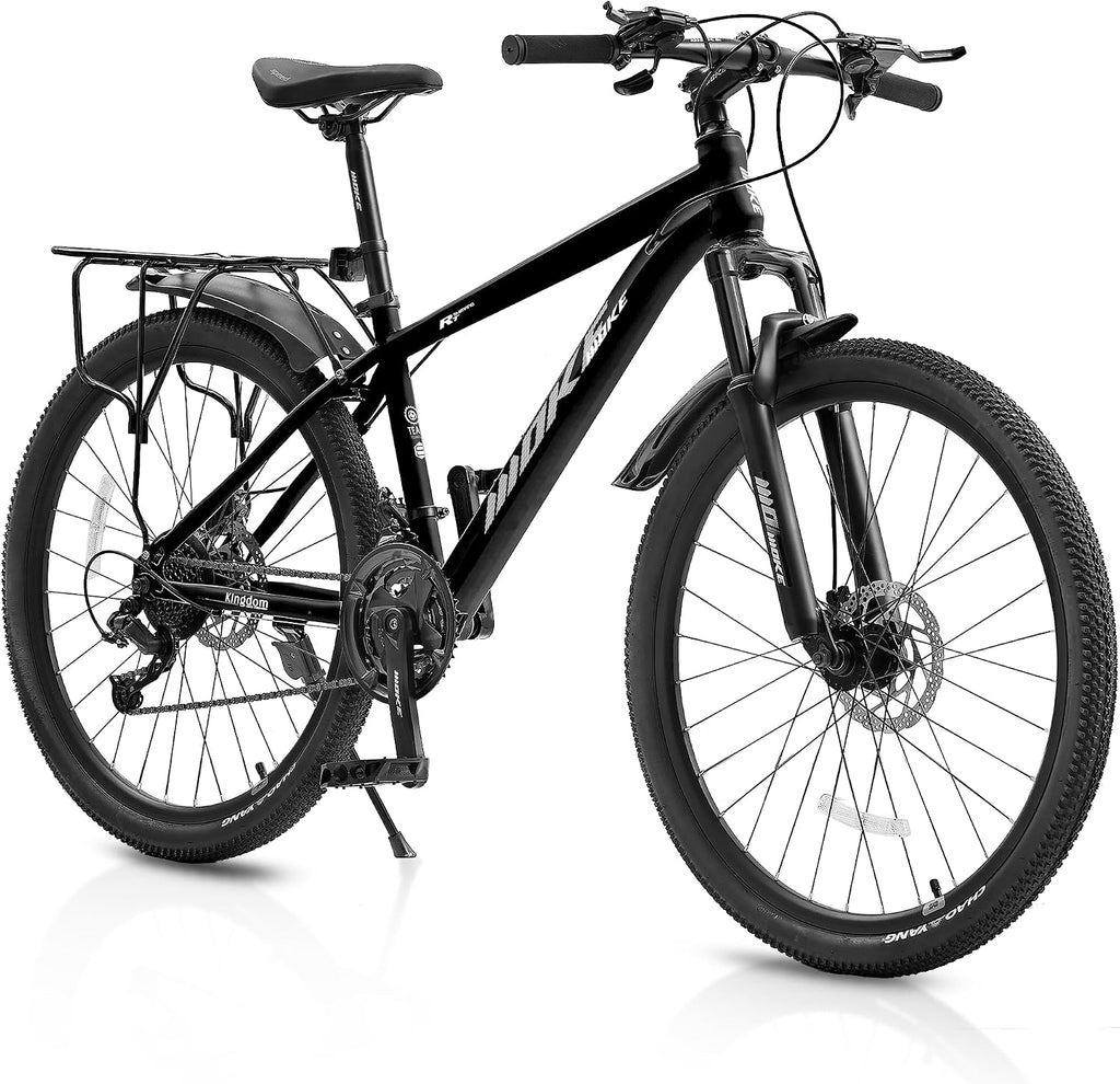 DEYGIA 24 26 inch Mountain Bike for Boys and Girls, 21-Speed Drivetrain, Kids Mountain Bike with Rear Rack, Suspension Fork, Dual Disc Brakes, Internal Cable, Kids' Bicycles with Multiple Colors