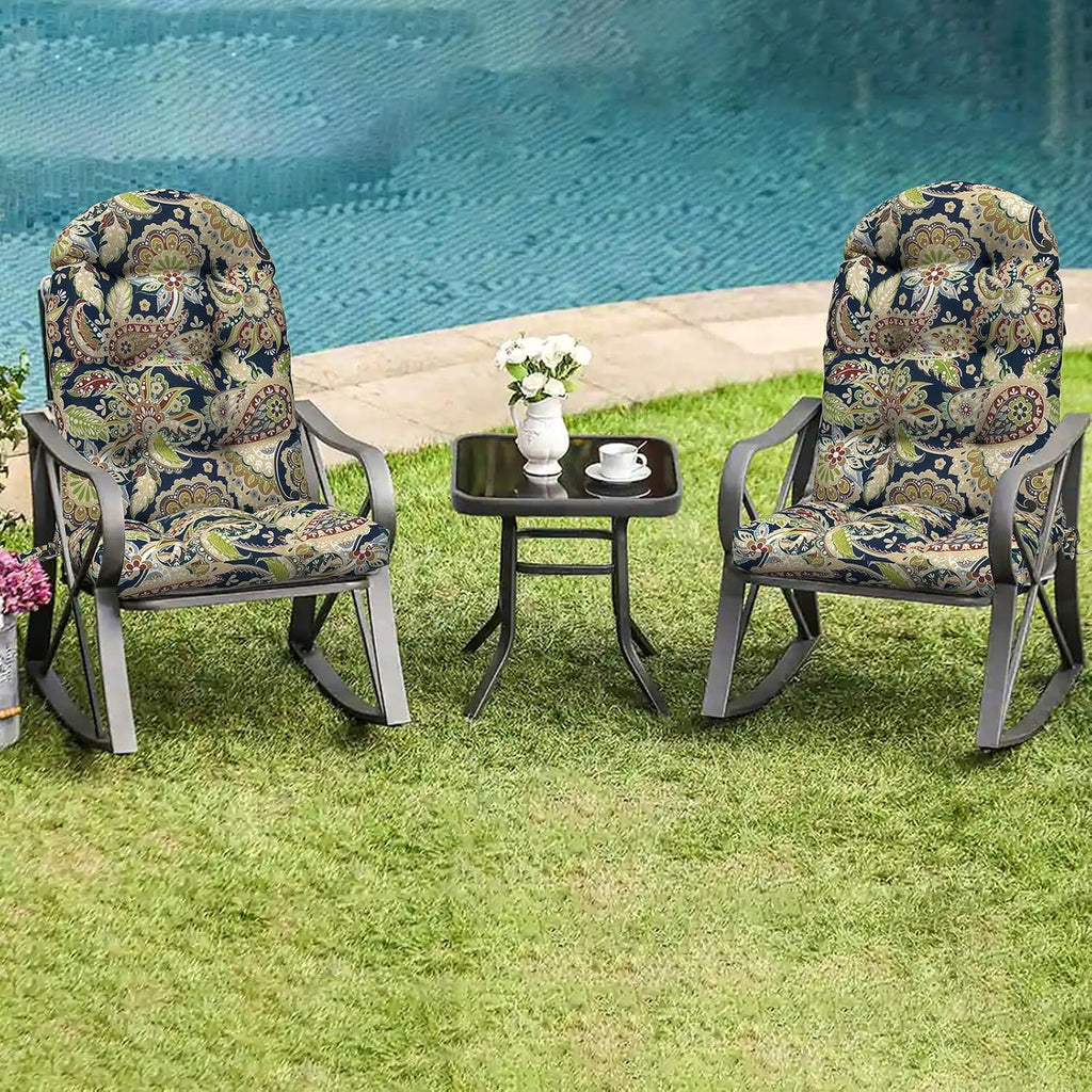 LVTXIII 2 Pack Outdoor Adirondack Chair Cushions, 44x19x4 Inch Water Repellent Patio Cushions for Rocking Chairs, Thick Tufted High Back Seat Cushion Set, Paisley Bloom