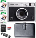 FUJIFILM Instax Mini EVO Hybrid Instant Camera Bundle, Includes: Mini Color Film (40 Exposures), 108 Pocket Mini Instax Photo Album and More (6 Items) (Black)