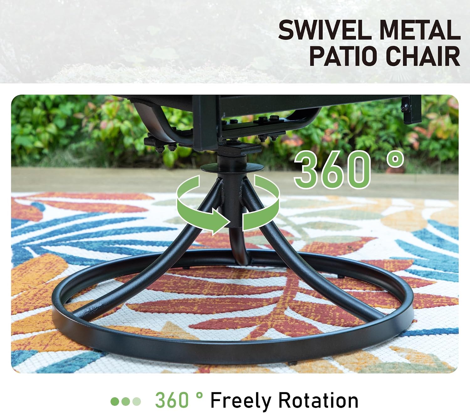 PHI VILLA Swivel Patio Chairs Set of 4 Outdoor Dining Rocker Chair Support 300 lbs for Garden Backyard Bistro Furniture Set with Cushion