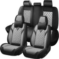 Car Seat Covers for Chevy Equinox 2005-2026, Waterproof Nappa Leather Full Set Seat Cover with Headrests, Anti-Slip and Comfortable Automotive Seat Protector&Accessories(Black Gray)
