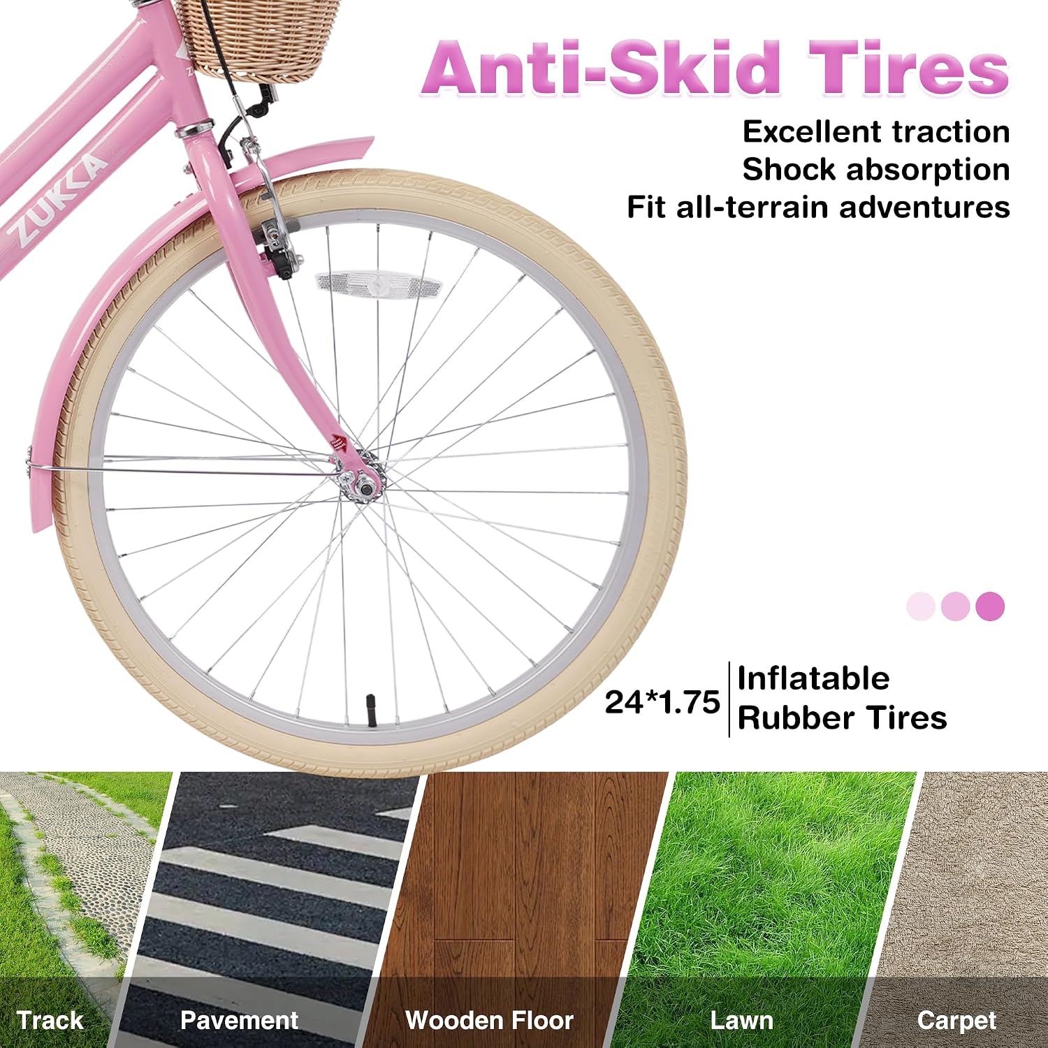 Girls Bike, 20/22/24 Inch Wheels, 1/7 Speed Kids Bike Cruiser Bike, Rear Cargo Rack for 7-14 Years Old Kids Bike, Multiple Colors