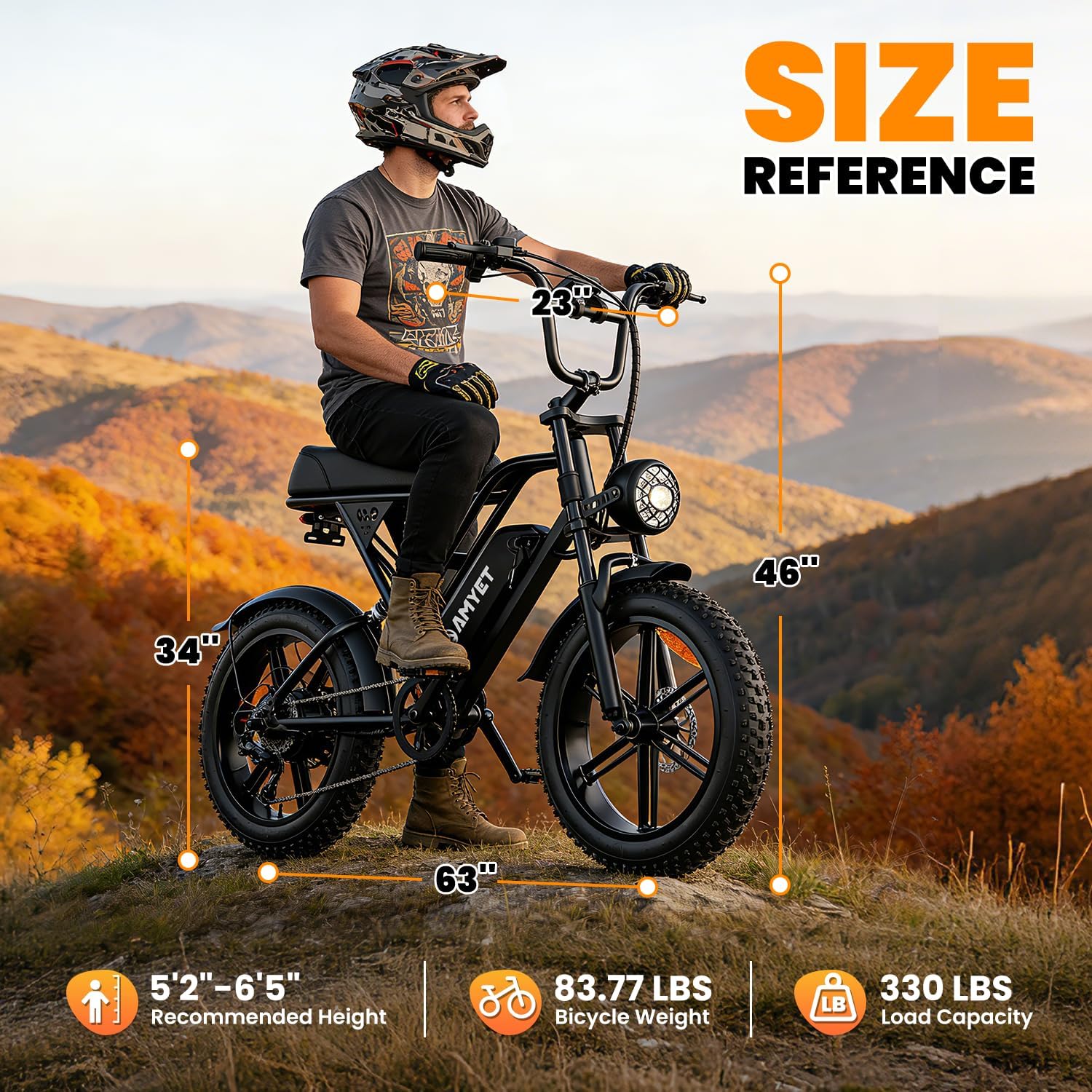AMYET V9-G60 Electric Bike for Adults, 48V 20Ah(960WH) Ebike with Removable Battery, 20' Fat Tire E Dirt Bike,Dual Shock Absorber, Adults Electric Bike with UL 2849 Certificaed