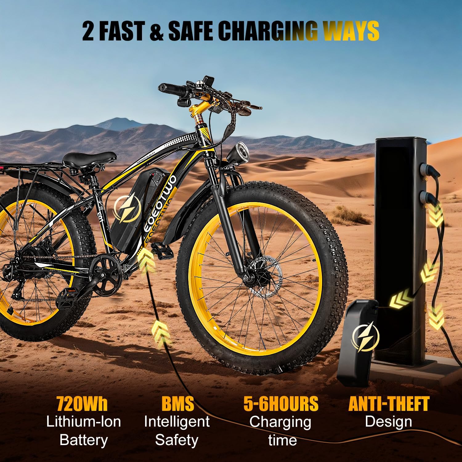Electric Bike, 1500W Peak 30/33 MPH 26' Fat Tire Electric Bicycle, 60/70 Miles Snow Off-Road E Bike for Adults, Removable Battery, Dual Brake, 7 Speed