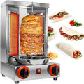 Shawarma Grill Machine LP Gas Gyro Grill Oven Vertical Broiler Rotating Doner Kebab Machine Countertop Rotisserie with 2 Burners for Home Kitchen Adjustable Tempereture Max.300℃,110V