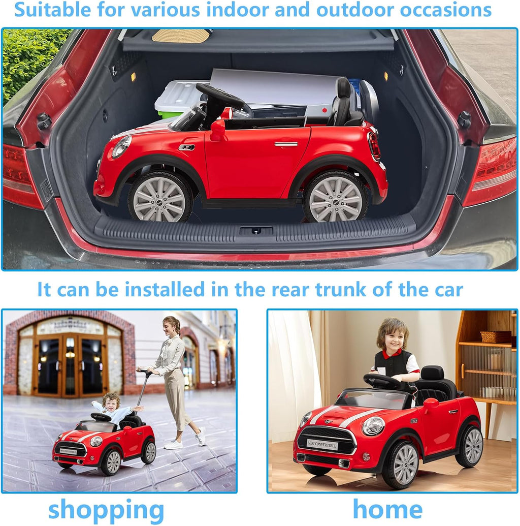 Voupou Kids Push Car, Ride On Car, Licensed MINI Cooper Toddler Push Car Toy with Adjustable Push Rod, Horn Music, Seat Belt,Silent Wheels - Ideal Stroller Substitute for Kids 1-3Years Old